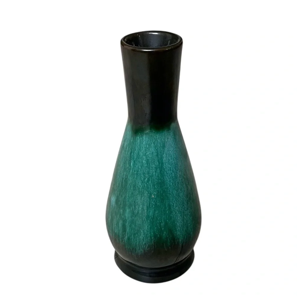 BLUE MOUNTAIN POTTERY Vintage Ceramic VaseTeal Black